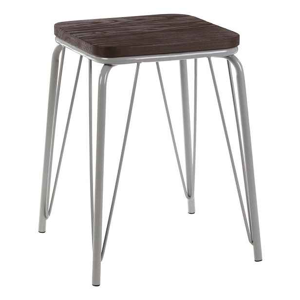 Šedá/v tmavě přírodní barvě stolička z jilmového dřeva District – Premier Housewares
