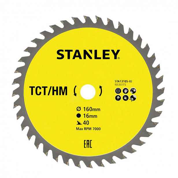 Stanley - Pilový kotouč na dřevo 160x16 mm, 40 zubů STA13105-XJ