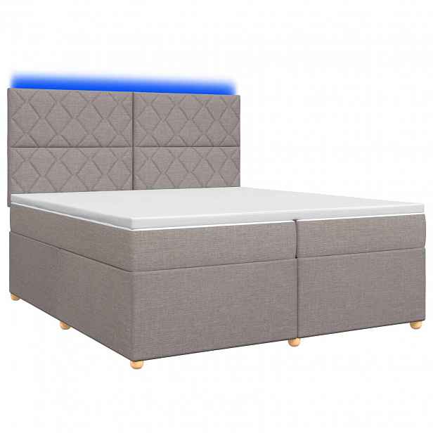 vidaXL Postel boxspring s matrací s čelo Taupe 200 x 200 cm Textil