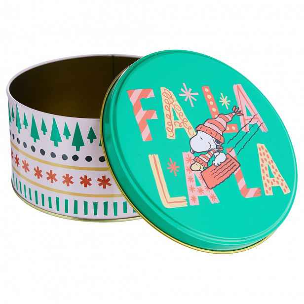 PEANUTS Dóza kulatá "FaLaLaLa" 13,5 cm - zelená/bílá