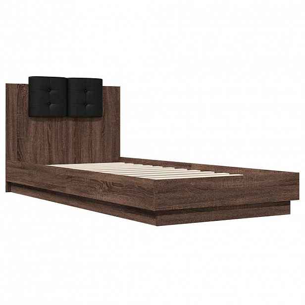 vidaXL Rám postele s čelem hnědý dub 90 x 200 cm kompozitní dřevo