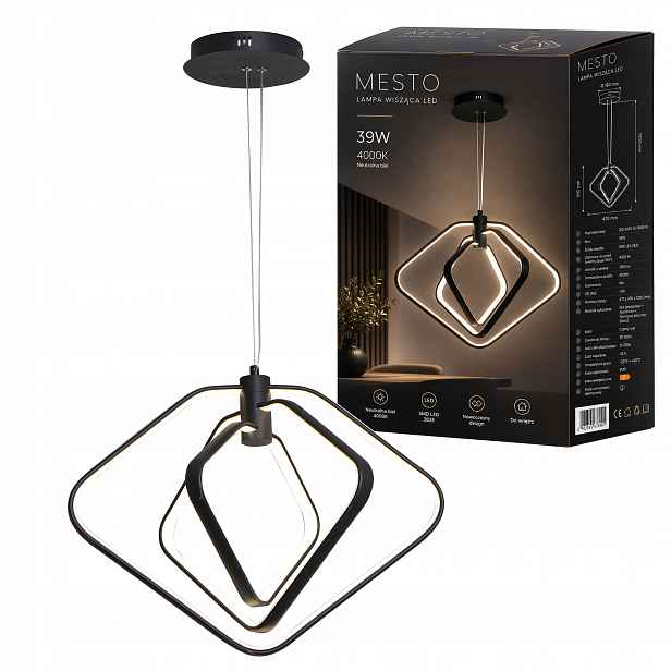 Závěsná lampa Stropní svítidlo Lustr Černá 39W 4000K