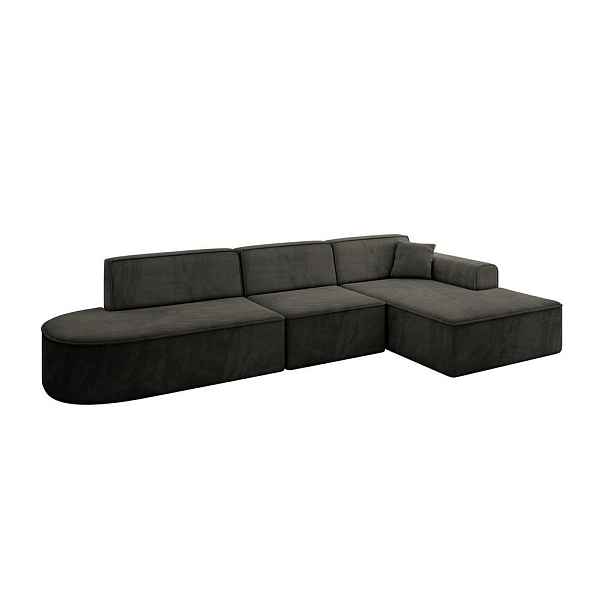 ALTDECOR ROHOVÁ SEDAČKA s otomanem, pravá IREA-L2-v3 327x165x77 Černá Velur