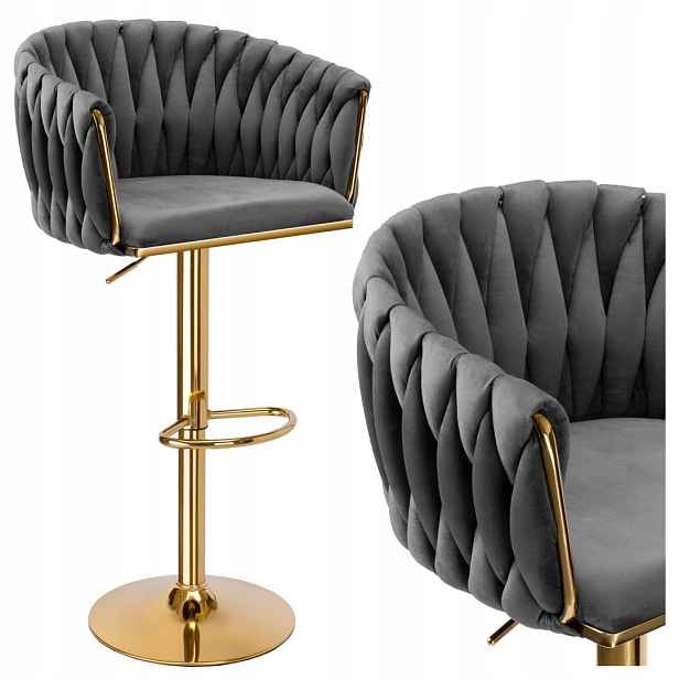 Barová židle Cofton Gold, grafitový velur Velvet