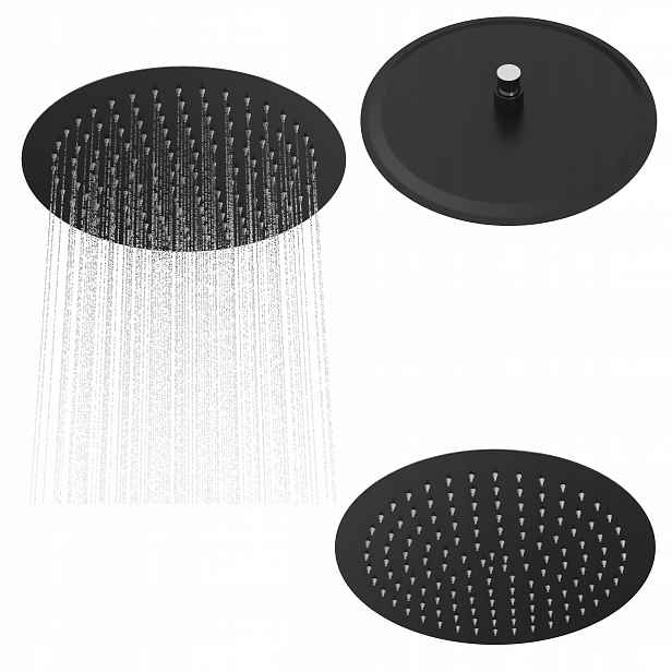 Dešťová sprcha kulatá sprchová černá Slim pro kabiny 30 cm