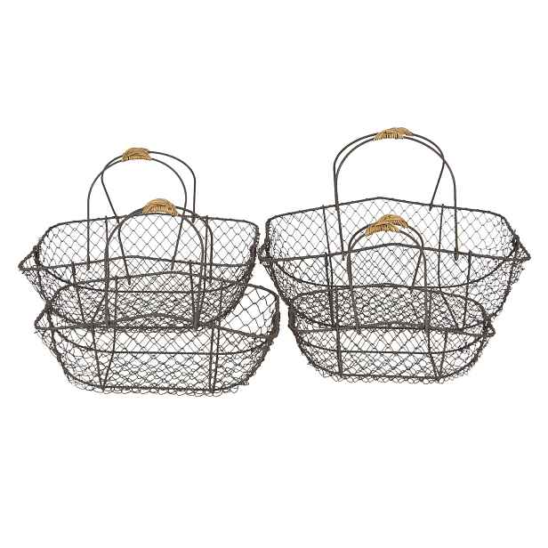 Set 4 drátěných košíků s uchy Filaire - 38*28*15*36 / 34*23*32 / 31*20*27 / 27*17*24 cm Clayre & Eef