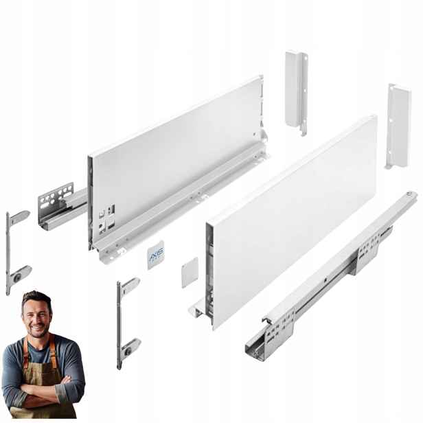 Šuplík Gtv Axis Pro 500 mm bílá vysoká H-167 Plný výsuv 40 kg