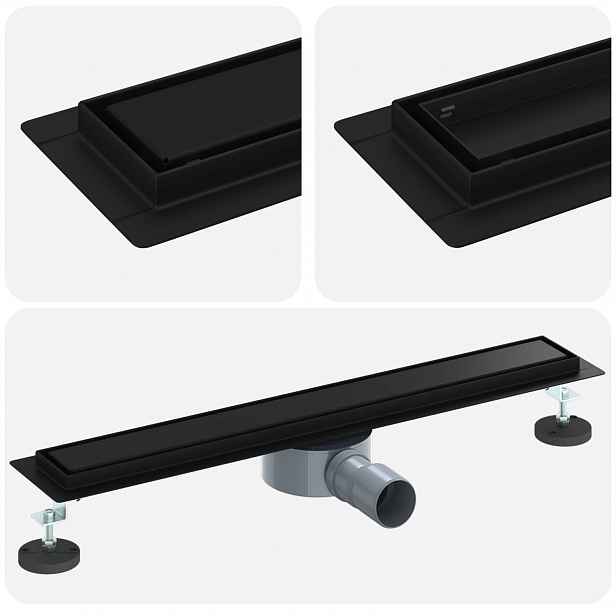 vidaXL Sprchový odtok 2 v 1 s 360° sifonem Černá 60 cm