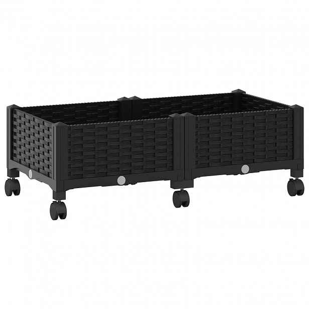 vidaXL Zahradní truhlík s kolečky Černá 80 x 40 x 29 cm PP