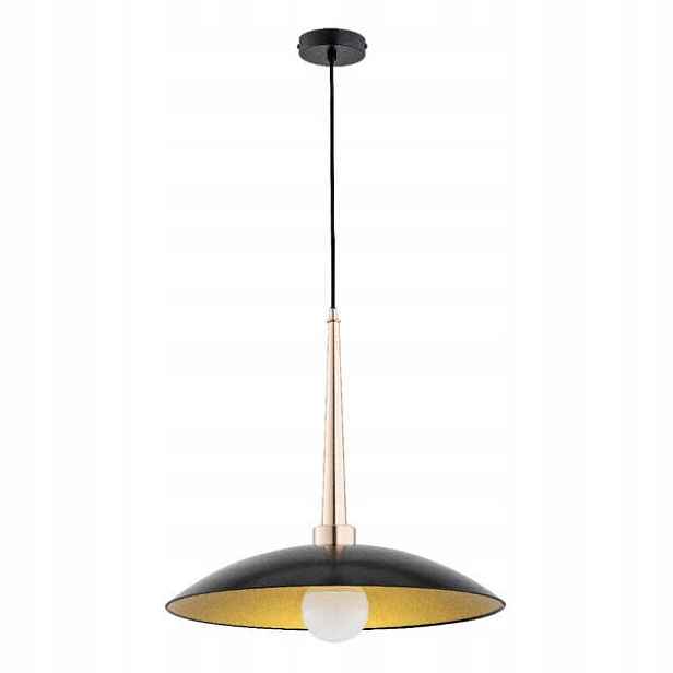 Závěsná lampa černá zlatá skleněná kopule do obývacího pokoje jídelny 48 cm Alfa