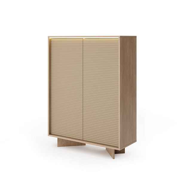 MASSENO KOMODA RIGATO, 103,9/138,4/40 cm se zásuvkami a 2 dvířky, béžová