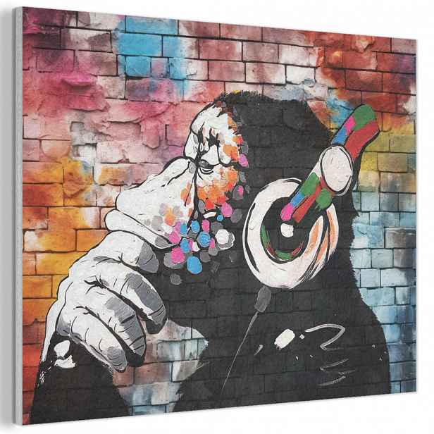 MuchoWow AKUSTICKÝ obraz Opice - Graffiti - Hudba 80x60 cm