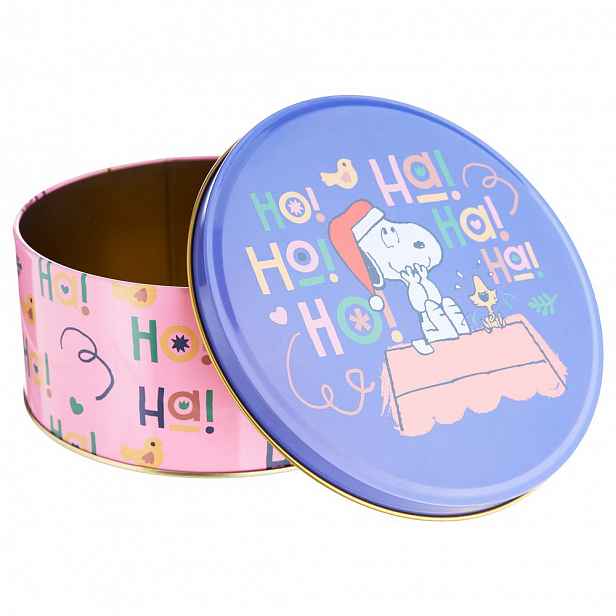 PEANUTS Dóza kulatá "HoHoHo" 16,7 cm - růžová/modrá