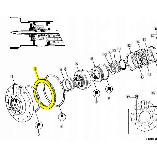 Pístek převodovky traktoru John Deere 3300 3200 RT7700022242 Originální