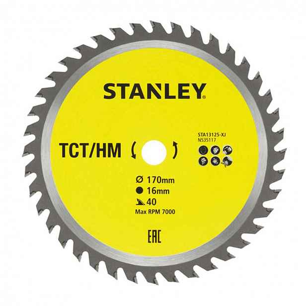 Stanley - Pilový kotouč na dřevo 170x16 mm, 40 zubů STA13125-XJ