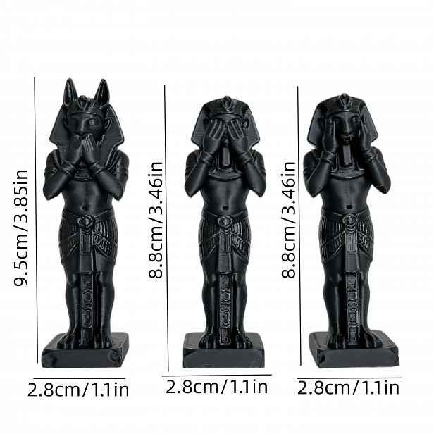 TEMU Třídílná sada - Anubise, egyptského boha s neviditelnými zlými slovy a nenašlyšnými zlými slovy, žádné zlo, černá gotická egyptská dekorace,