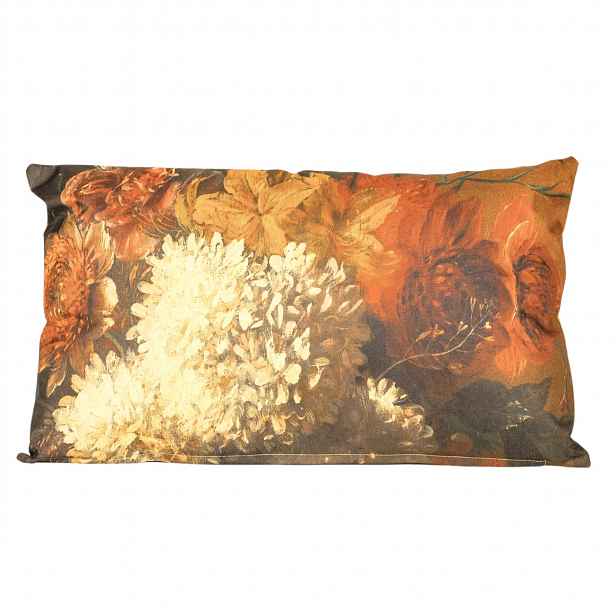 Venkovní polštář s květy ANNAS 30x50 cm, oranžový