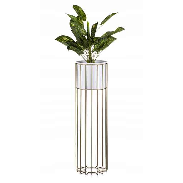 Zlatobílý držák na květináč stojící 70 cm Loft kovový