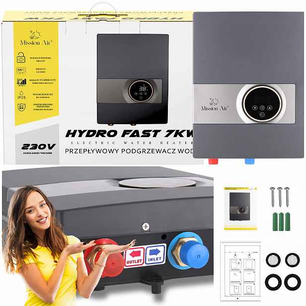 Elektrický Průtokový Ohřívač Vody 7,0 kW Hydro Fast LCD 7000 W 230 V