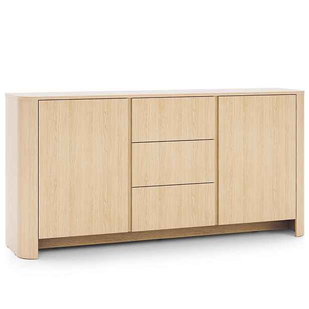 MASSENO KOMODA AVORIO, 168/84/39 cm se 3 zásuvkami a 2 dvířky, dekor dub