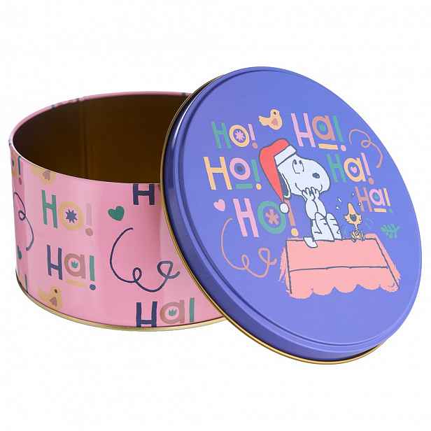 PEANUTS Dóza kulatá "HoHoHo" 13,5 cm - růžová/modrá
