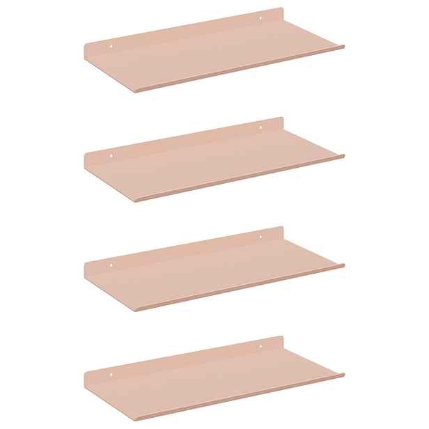 vidaXL Plovoucí police 4 ks Růžová 40 x 18 x 2,5 cm Ocel
