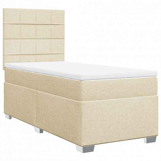 vidaXL Box spring postel s matrací krémová 100 x 200 cm textil