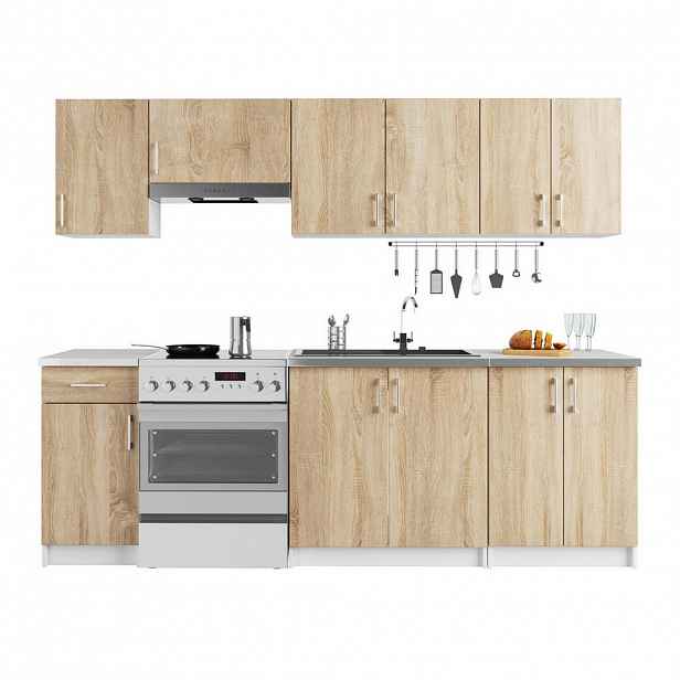 RAUMHIRSCH FURNITURE KUCHYŇSKÝ BLOK Bílá, dub Sonoma 203/240/44,5