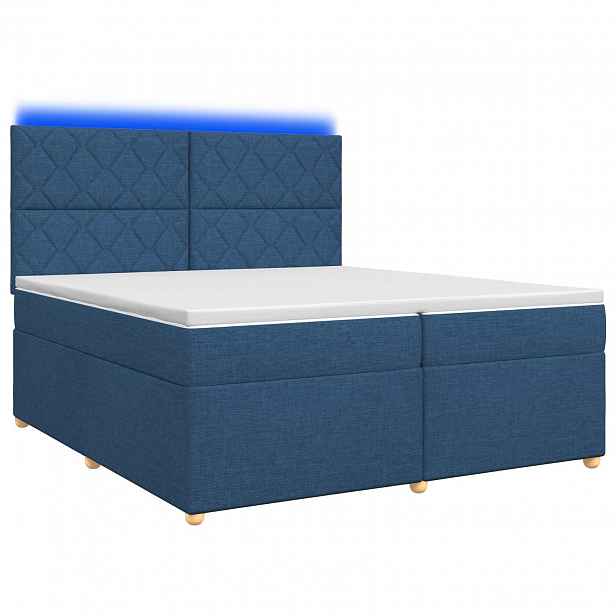 vidaXL Postel boxspring s matrací s čelo Modrá 200 x 200 cm Textil