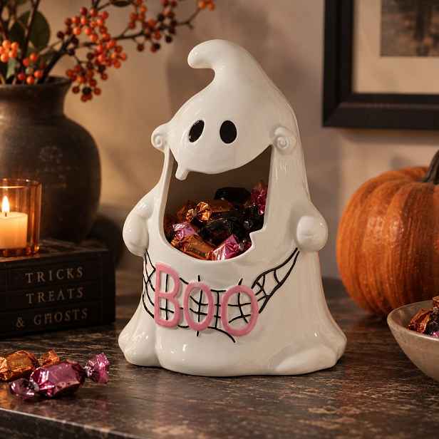HALLOWEEN Dóza duch 28 cm - bílá