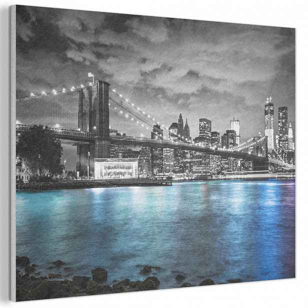 MuchoWow AKUSTICKÝ obraz New York - panorama - město - modrá 100x70 cm