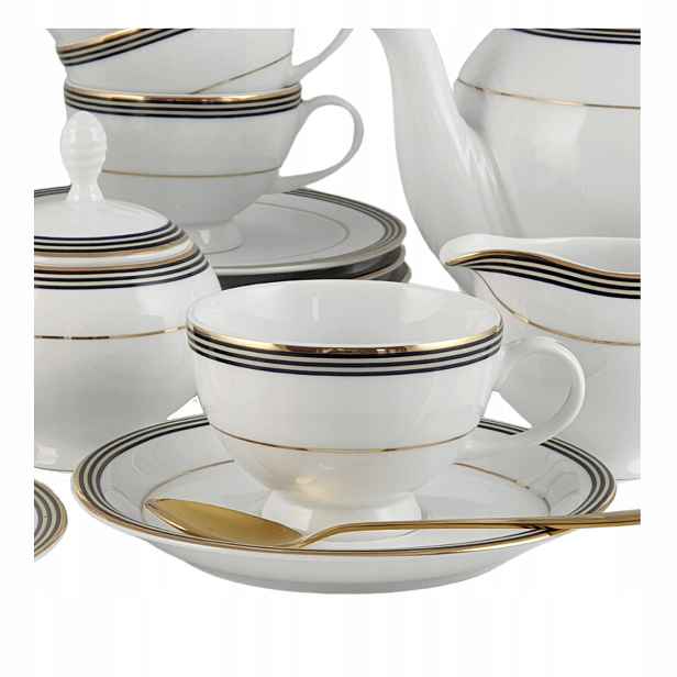 Ofelia Gold čajový servis pro 6 osob 15 kusů |Porcelán Bogucice