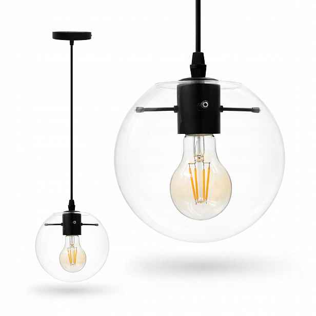 Závěsná lampa Loft Černá 15 cm E27 Skleněná koule
