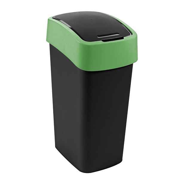 Zelený/černý plastový odpadkový koš na tříděný odpad 45 l Flip Bin – Curver