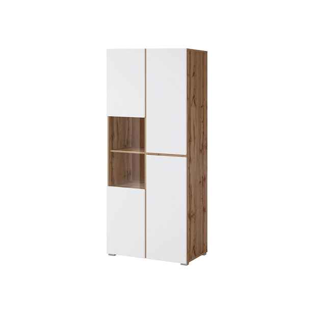 Vitrína BONIFACIO 3D, dub wotan/bílá