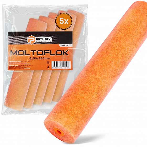 5 x Malířský Váleček 6x50x250 mm Pěnový Flokovaný Náhradní náplň do vodových barev