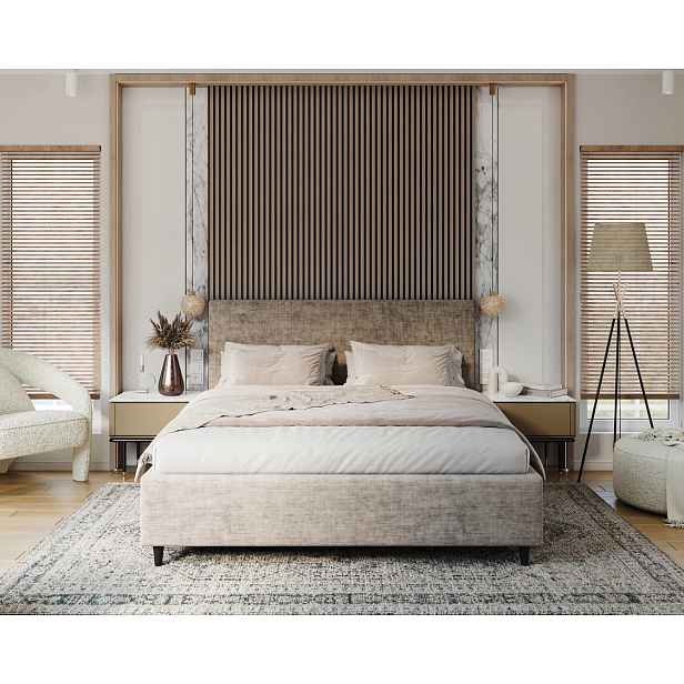 FDM Čalouněná postel Line Plus se zvedacím roštem Nano Velvet taupe, velikost 160x200