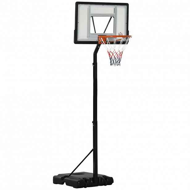HOMCOM BASKETBALOVÝ STOJAN s kolečky, pojízdný, výškově nastavitelný 210–260 cm, ocel, černý
