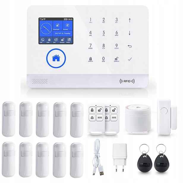 Alarmový Systém LCD 2.4' Gsm WiFi Tuya Smart Pl 10xPIR