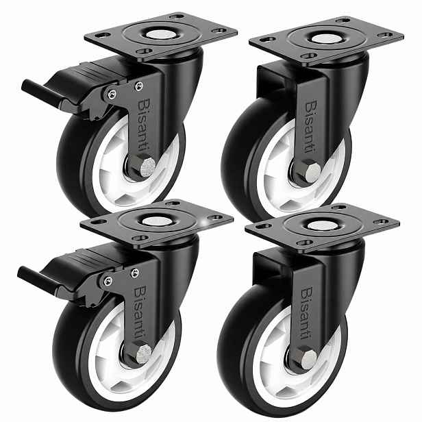 4x otočná kolečka 100mm průmyslová s brzdou pro vysoké zatížení Pvc