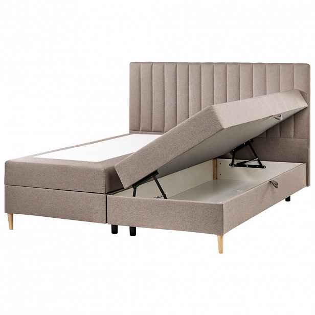 Beliani BOXSPRINGOVÁ POSTEL s úložným prostorem 180/200 cm Látka Taupe Officer