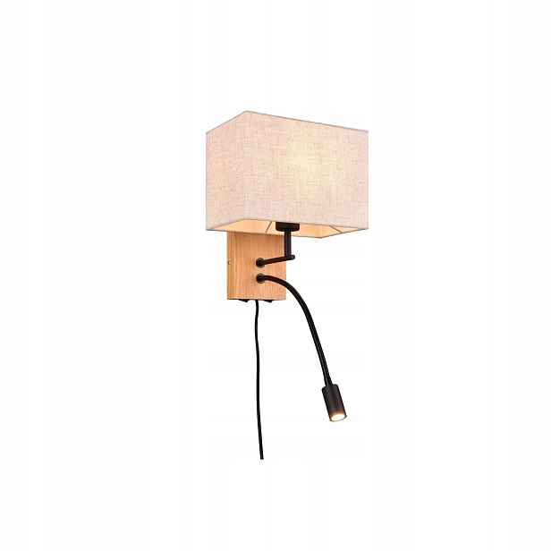 Hotelová nástěnná lampa černá dřevěná posuvná Led 2 zdroje 30 cm Eldra Trio