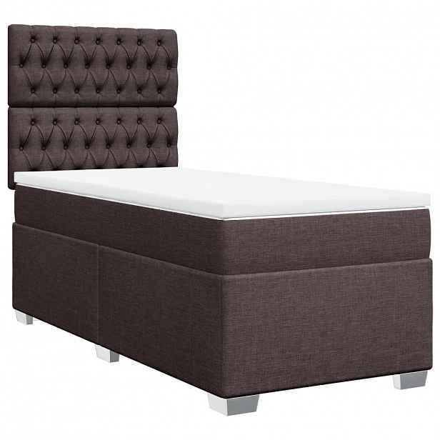 vidaXL Box spring postel s matrací tmavě hnědá 100 x 200 cm textil