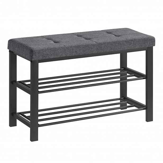 Botník s lavicí s šedým sedákem MOBRIX 81x49 cm, černý