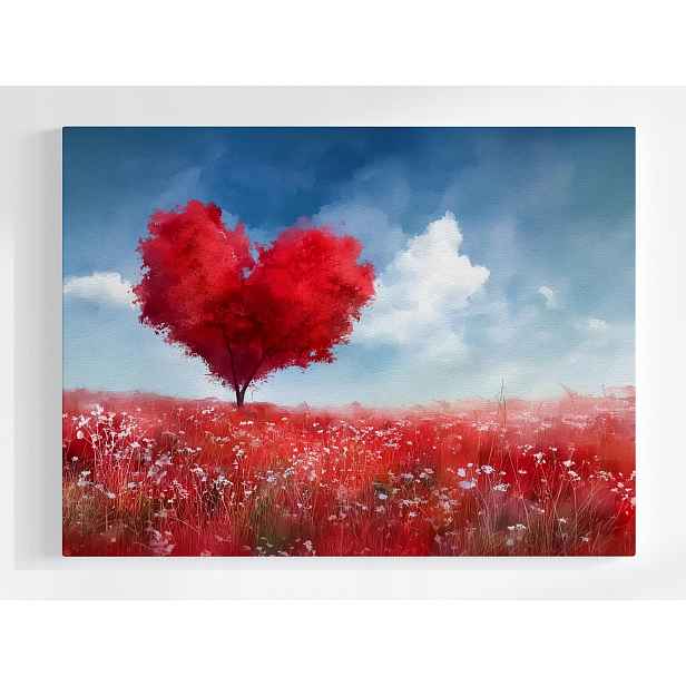 Obraz Na Plátně Canvas Červené Srdce Strom Láska Romantismus 80x60