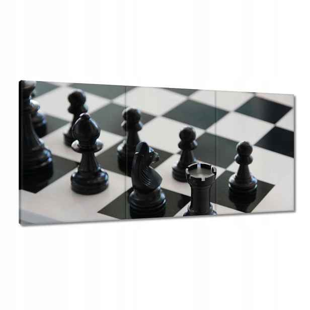 Obrazy 120x60 Černé šachové figurky