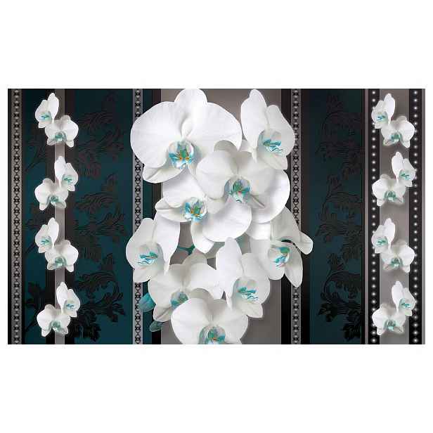 Fototapeta flizelina Bílé orchideje na tmavém pozadí elegance 200x140 lepidlo