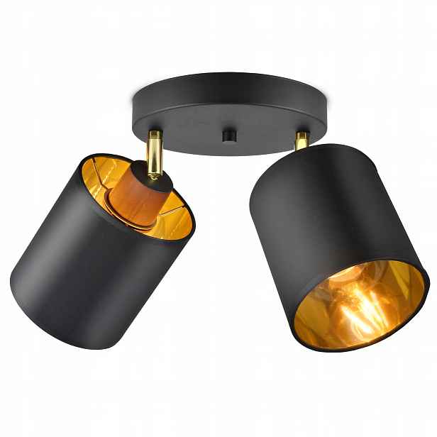 Lampa Stropní Svítidlo Pohyblivý lustr Stínidla Černá Zlatá