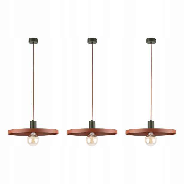 Tk Lighting Sada 3x Závěsná Stropní Svítidlo Hnědá Sila 40 cm E27 Kov