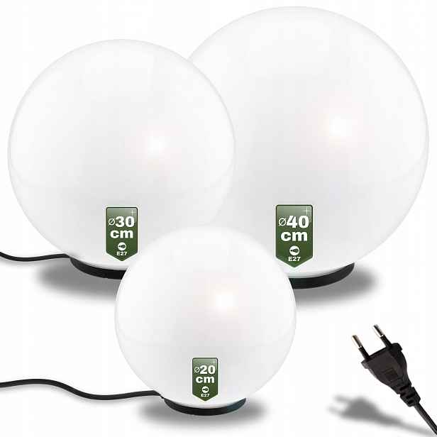 3x Zahradní lampa Kula 230V Nadzemní Led E27 Venkovní Zapichovací Kabel